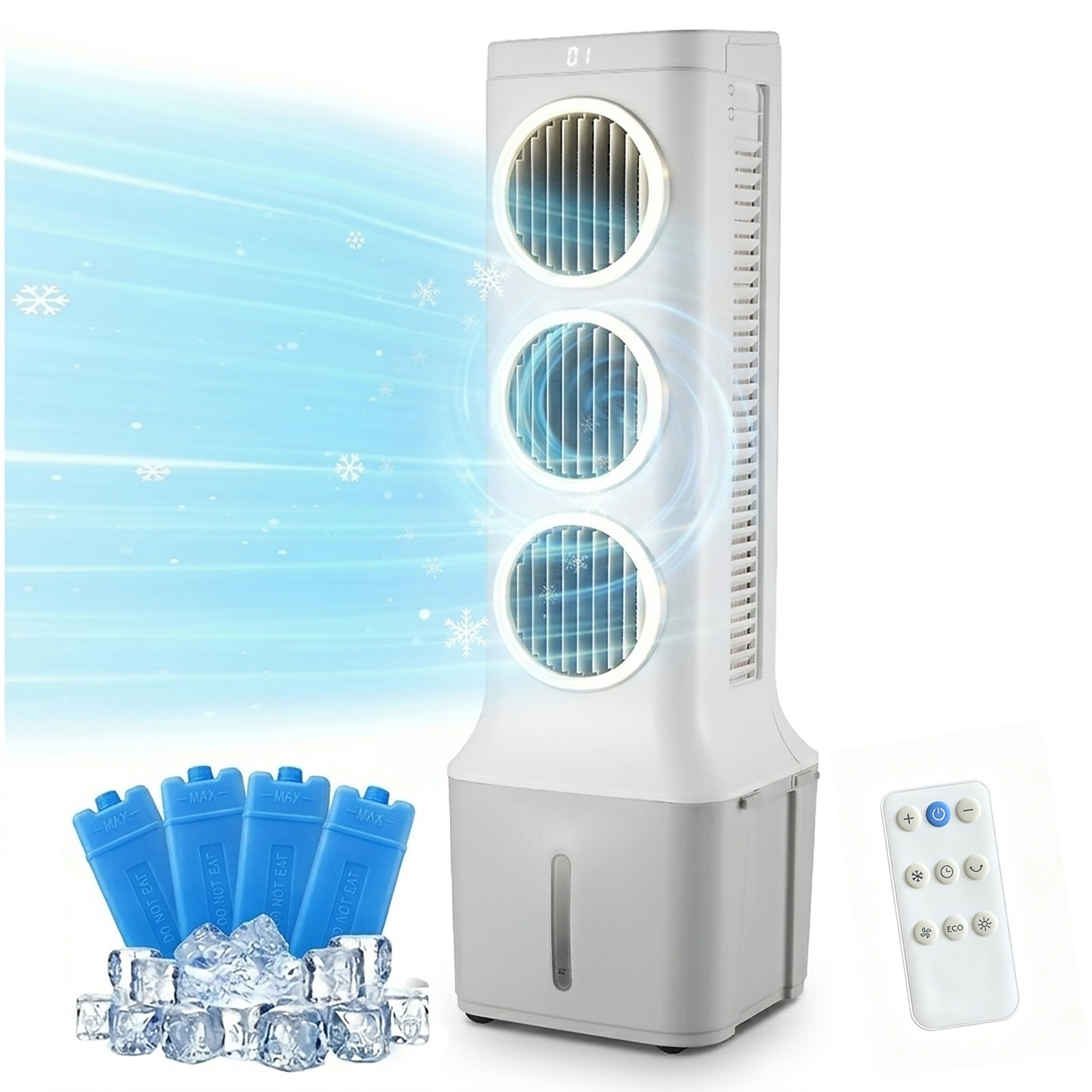 EdenDirect 2200 CFM 24-Speed Portable Evaporative Cooler with Remote, 9h Timer, 6.34 Gal, White
